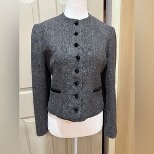 EVAN PICONE Petites ~ VINTAGE Wool Herringbone Jacket With Velvet Sz 6